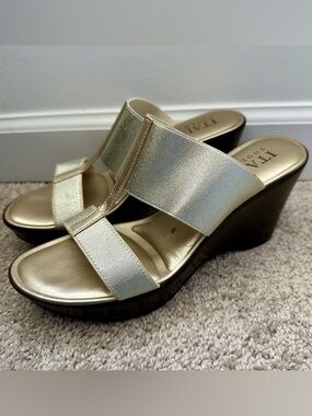 Italian Shoemakers Metallic Gold Slide Sandals
